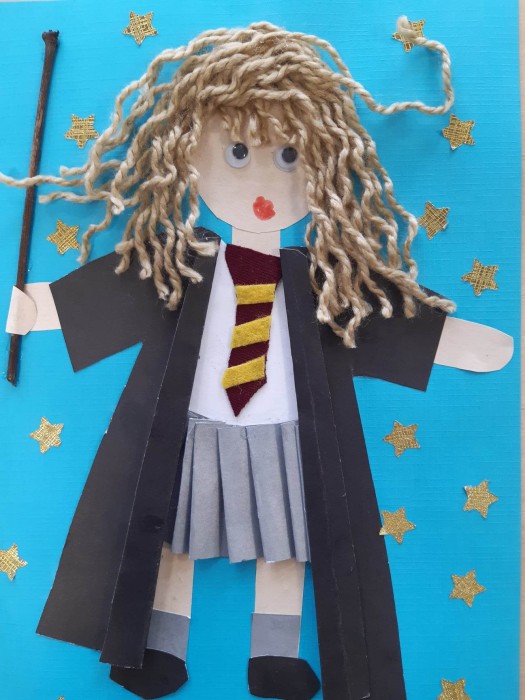 Rysunek Hermiony w wykoniu uczennicy konkurs biblioteki