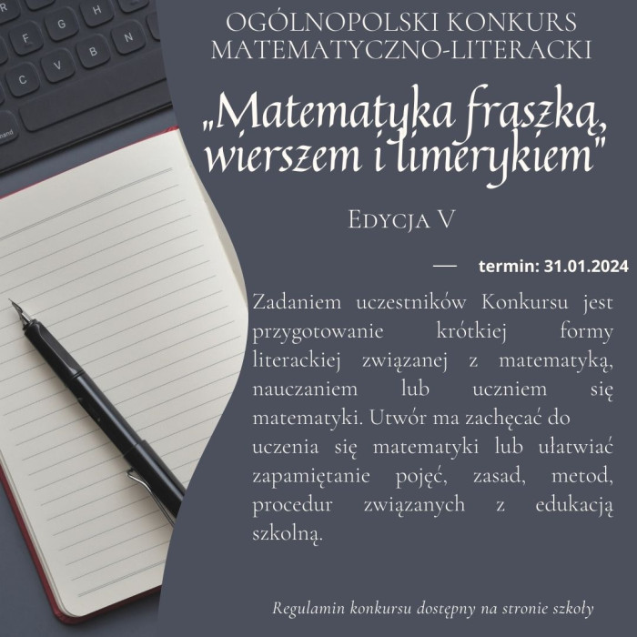 Plakat ogólnopolskiego konkursu matematyczno-literackiego